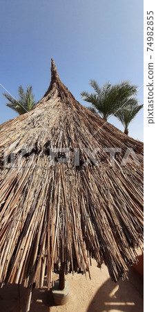 The texture of the gatural straw. Canopy from the sun. The texture of the gatural straw. Canopy from the sun. 74982855