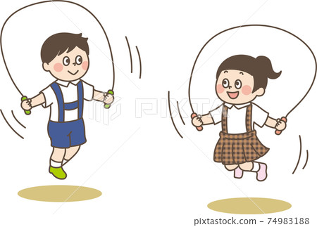Cute illustration of a child skipping rope 74983188