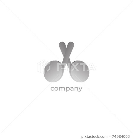 Crossed TWS Earphone icon illustrated. Logo Design Template isolated on white background. Gray Gradation Object Color. Simple Logo Concept, Pictorial Mark Logotype 74984003