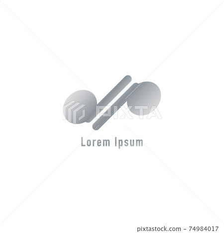 Lowercase Letter dp Alphabet Logo Design Template isolated on white background. Gray TWS Earphone icon illustrated. Monogram Pictorial logotype, Simple Logo Concept 74984017