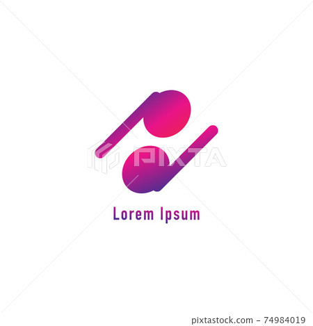 Lowercase Letter pd Alphabet Logo Design Template isolated on white background. TWS Earphone icon illustrated on Magenta Violet Purple Gradation Color. Monogram Pictorial logotype, Simple Logo Concept 74984019