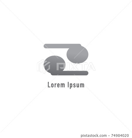 Lowercase Letter pd Alphabet Logo Design Template isolated on white background. Gray TWS Earphone icon illustrated. Monogram Pictorial logotype, Simple Logo Concept 74984020