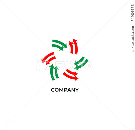 Two layers of red and green arrows. Circulation logo design template. Recycle logo concept isolated on white background 74984478