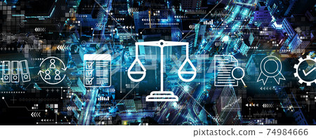 Legal advice service concept with aerial view of city Legal advice service concept with aerial view of city 74984666