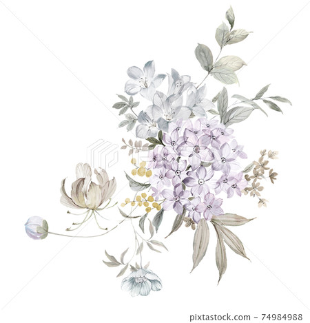  色彩豐富的花卉素材組合和設計元素 74984988
