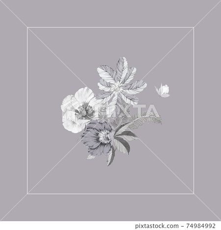 色彩豐富的花卉素材組合和設計元素 色彩豐富的花卉素材組合和設計元素 74984992