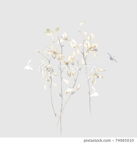 色彩豐富的花卉素材組合和設計元素 色彩豐富的花卉素材組合和設計元素 74985010