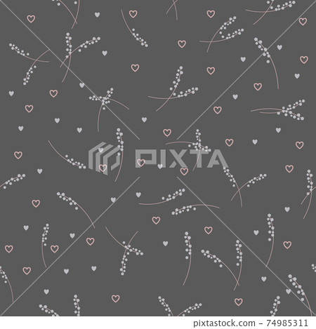 Falling Hearts Pattern flower stems and hearts falling seamless pattern - Stock Illustration ...