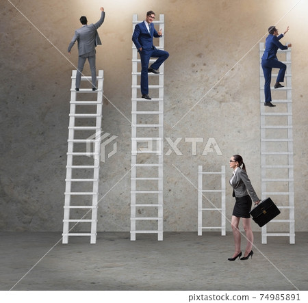 Concept of inequal career opportunities between man woman Concept of inequal career opportunities between man woman 74985891