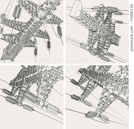 Power Transmission Line Vector Illustration Stock Illustration 74986126 Pixta