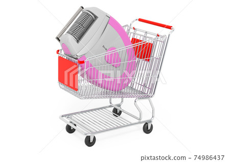 Shopping cart with laser hair removal. 3D rendering 74986437