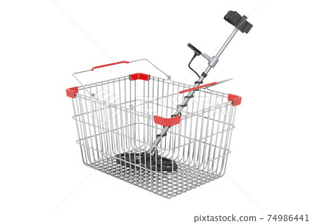 Shopping basket with metal detector, 3D rendering 74986441