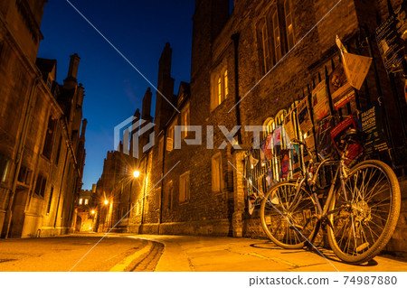 An empty Trinity Lane by night, Cambridge, United Kingdom An empty Trinity Lane by night, Cambridge, United Kingdom 74987880