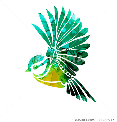 A multi-colored flying decorative bird. Picturesque tit. Vector illustration A multi-colored flying decorative bird. Picturesque tit. Vector illustration 74988947