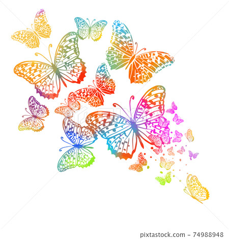 Abstract multicolored butterfly. Mixed media. Vector illustration 74988948