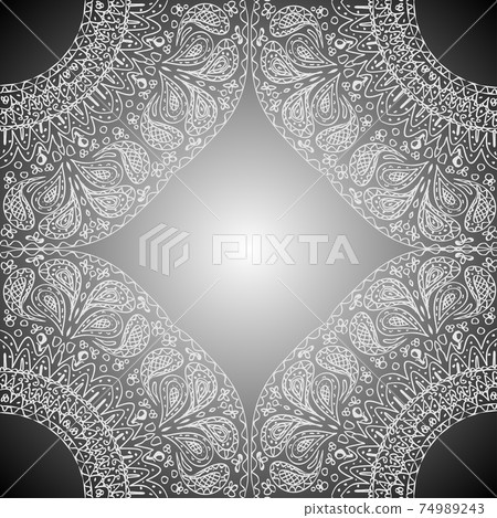 Four of the mandala parts at the corners with space for text in center. 74989243