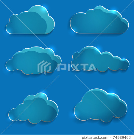 Set of glass icons clouds. 74989463