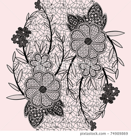 Seamless floral lace ribbon. 74989869