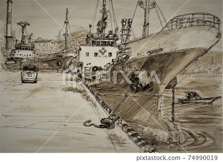 貨船停泊在港口 貨船停泊在港口 74990019