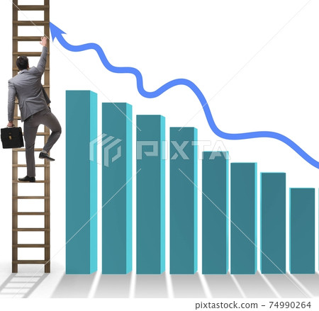 Businessman climbing towards growth in statistics 74990264