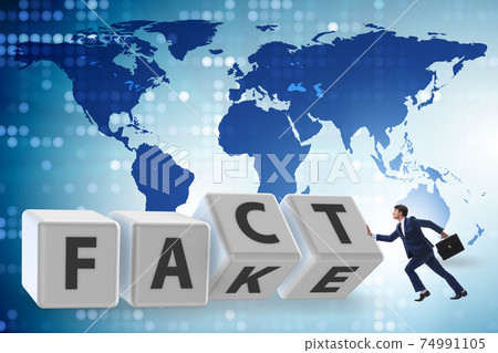Face or fact concept with turning cubes 74991105