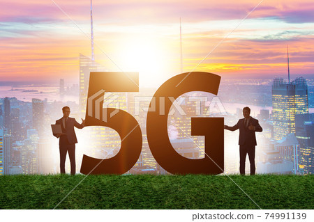 5G communication network concept with silhouettes 74991139