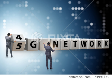 Businessman in transition from 4G to 5G 74991149