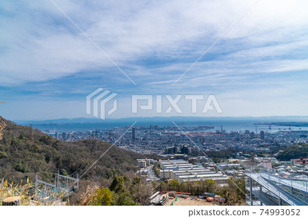 Kobe city seen from the trailhead near Rokko Cable Shita Station Kobe city seen from the trailhead near Rokko Cable Shita Station 74993052