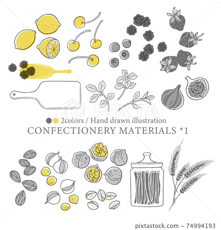 水果和堅果的線描插圖/鄉村風格 74994193