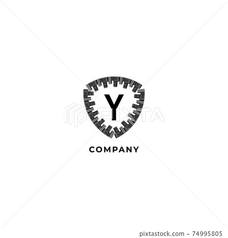 Letter Y Alphabet Logo Design Template isolated on white background. Town shield illustration. Insurance, Security, Protection Logo Concept. 74995805