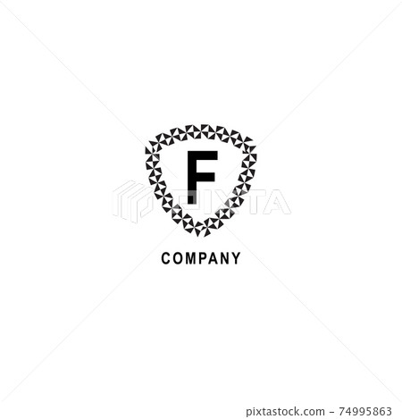 Letter F alphabetic logo deisgn template. Geometric shield sign illustration. Insurance company logo concept isolated on white background. 74995863