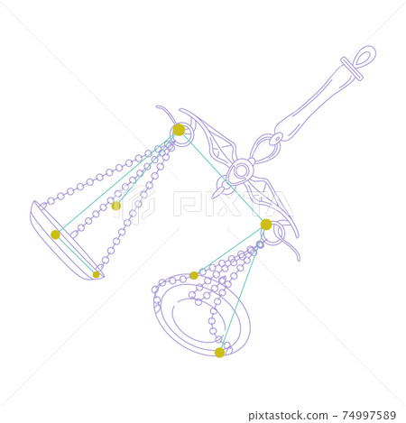 88 Constellation Series A-Constellation picture and constellation line on white background-Libra 74997589