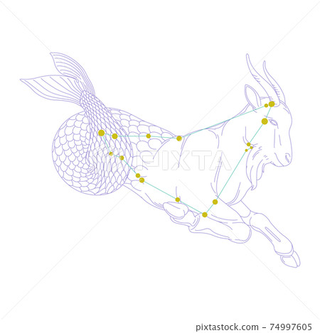 88 Constellation Series A-Constellation picture and constellation line on white background-Capricorn 88 Constellation Series A-Constellation picture and constellation line on white background-Capricorn 74997605