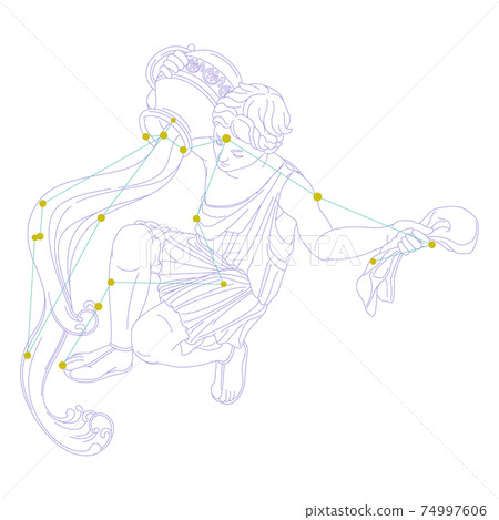 88 Constellation Series A-Constellation picture and constellation line on white background-Aquarius 88 Constellation Series A-Constellation picture and constellation line on white background-Aquarius 74997606
