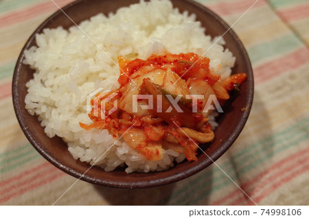 Spicy kimchi and white rice Spicy kimchi and white rice 74998106