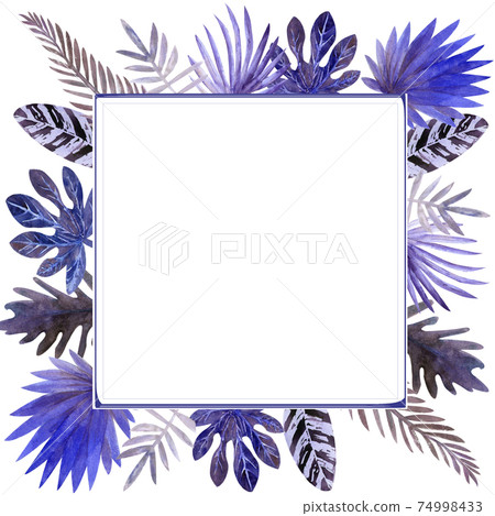 Watercolor frame of colorful tropical leaves. For invitations, greeting cards and Wallpapers. Watercolor frame of colorful tropical leaves. For invitations, greeting cards and Wallpapers. 74998433