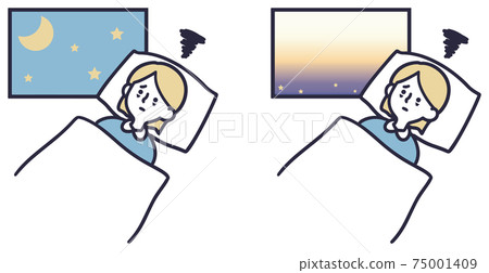 A simple illustration of a woman who can't sleep A simple illustration of a woman who can't sleep 75001409