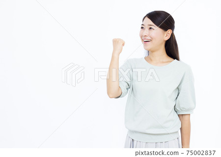 30s female white background portrait 75002837