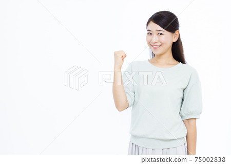 30s female white background portrait 75002838