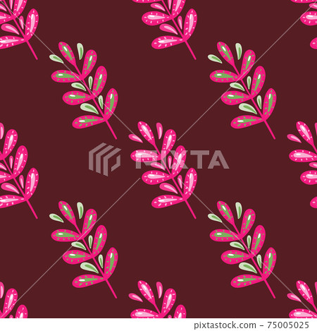 Bright seamless botanic pattern with pink leaf... - Stock Illustration ...