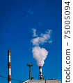 Vertical shot of smoke pipe - air pollution concept 75005094