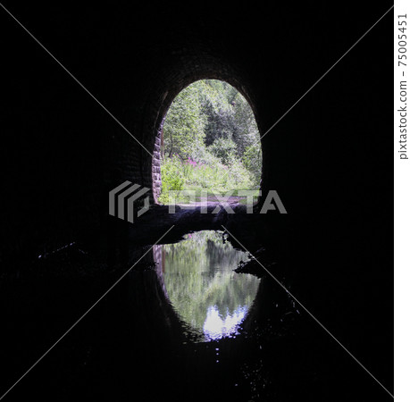 leaving the dark tunnel into the sun-lit nature leaving the dark tunnel into the sun-lit nature 75005451