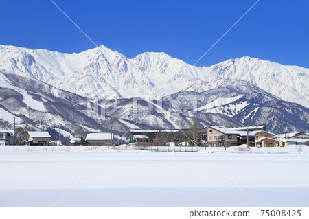 白馬冬季下雪的北阿爾卑斯山 75008425