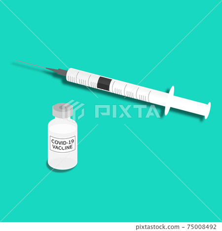 New coronavirus vaccine bottle and syringe Syringe with COVID-19 vaccine New coronavirus vaccine bottle and syringe Syringe with COVID-19 vaccine 75008492