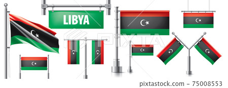 Vector set of the national flag of Libya in various creative designs 75008553