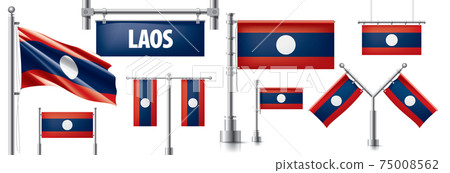Vector set of the national flag of Laos in various creative designs 75008562
