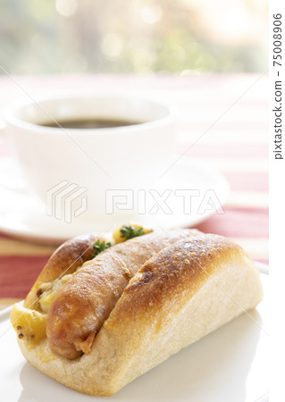 Delicious hot dogs and hot coffee Delicious hot dogs and hot coffee 75008906