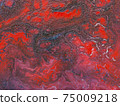 Beautiful abstract background. Pouring acrylic paint on canvas. 75009218
