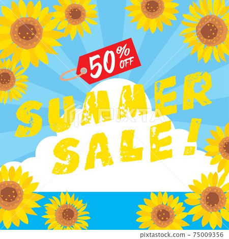 Summer sale sunflower square background illustration Summer sale sunflower square background illustration 75009356