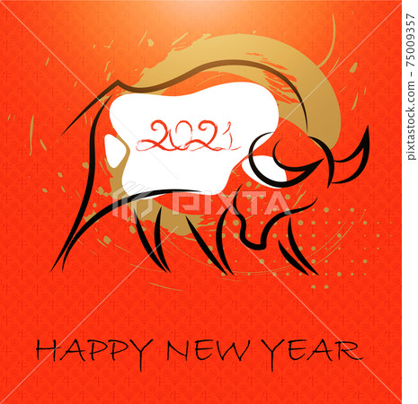 Chinese new year 2021 card. Abstract ox, bull, cow. Chinese new year 2021 card. Abstract ox, bull, cow. 75009357